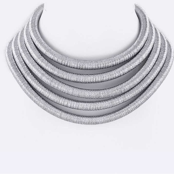 Magnetic Layered Cord Collar Statement Necklace - Picture 1 of 6